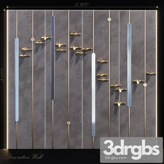 Decorative Panel Birds Gold 9 3dsmax Download