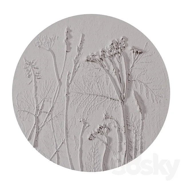 Decorative panel Tanacetum. Gips Fix. 3ds Max