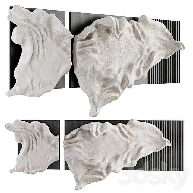 Decorative panel with a sculptural bas-relief made of plaster 3ds Max