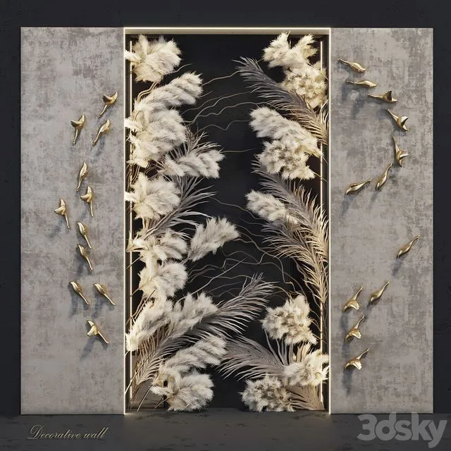 Decorative panel_Birds Gold 3 3dsMax Model