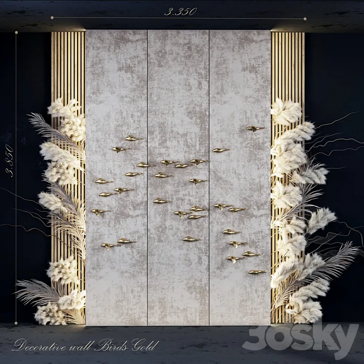 Decorative panel_Birds Gold 5 3DS Max
