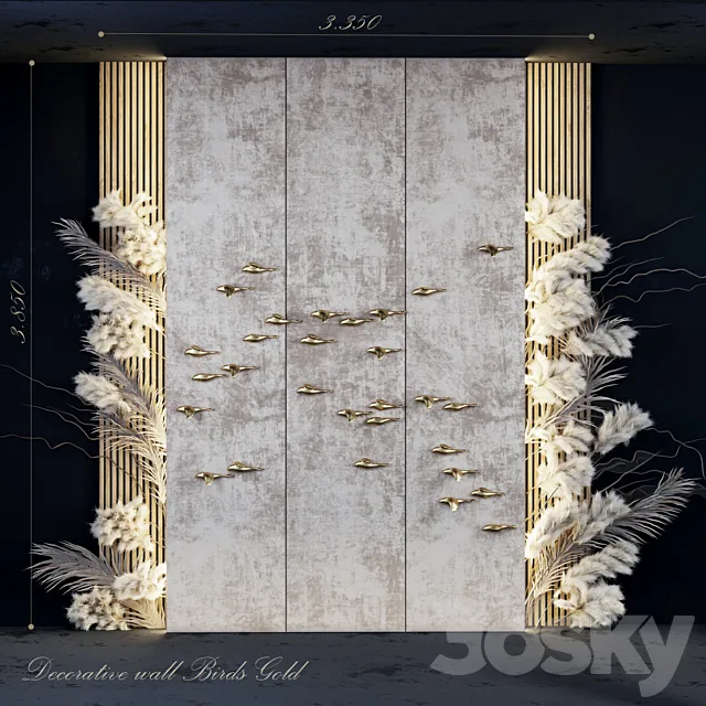 Decorative panel_Birds Gold 5 3DSMax File