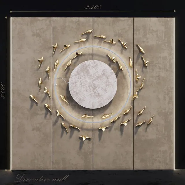 Decorative panel_Birds Gold 6 3dsMax Model