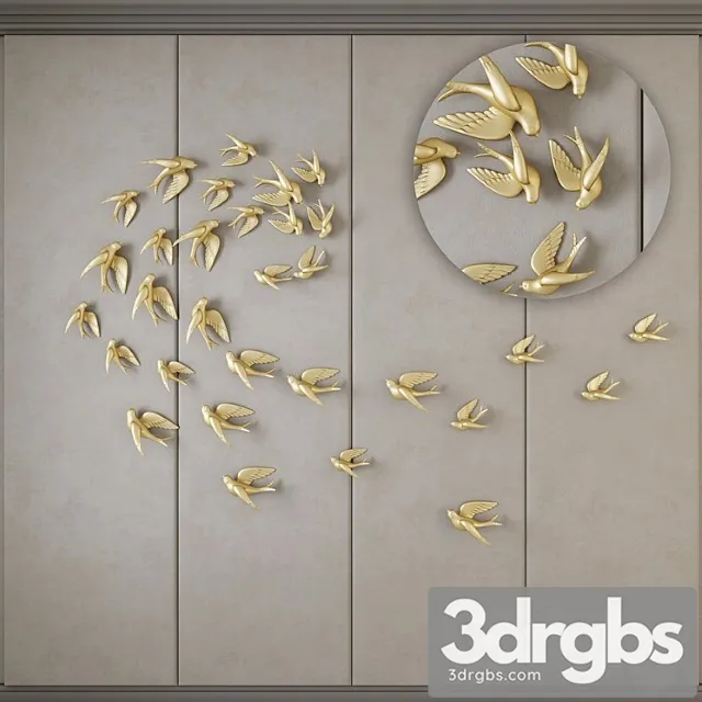 Decorative panels with birds 3dsmax Download