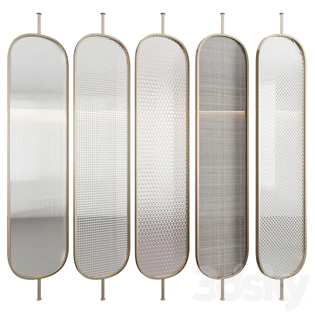 Decorative partition with embossed glass 3ds Max