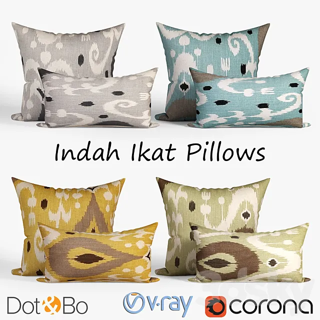 Decorative pillows Dot and bo_Indah Ikat. set 044 3ds Max