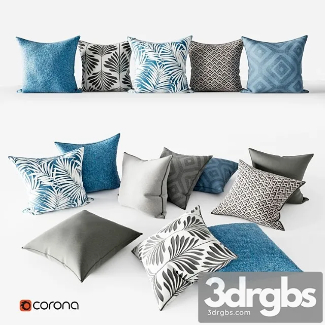 Decorative Pillows Grey And Blue Set 3dsmax Download