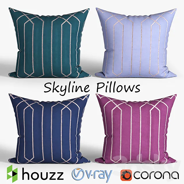 Decorative pillows Houzz set 083 3DSMax File