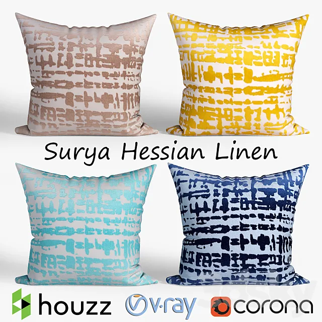 Decorative pillows Houzz Surya Hessian Linen set 063 3ds Max