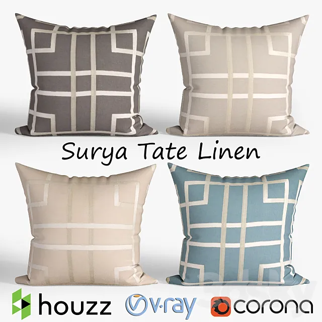 Decorative pillows Houzz. Surya Hessian Linen set 064 3DSMax File