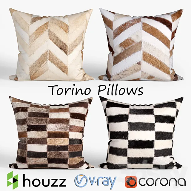 Decorative pillows Houzz_Torino set 051 3DSMax File