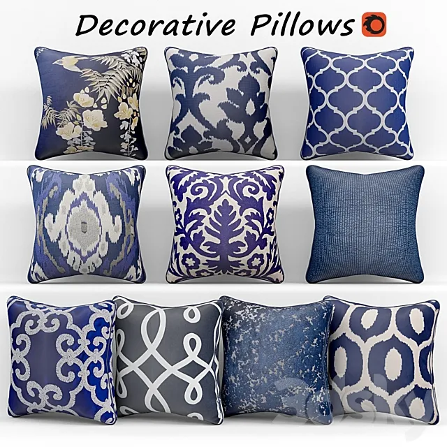 Decorative pillows set 140 3ds Max