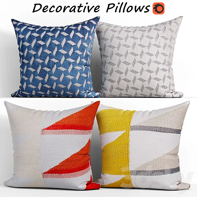 Decorative pillows set 160 Reflected Angles and Pinwheel Jacquard West elm 3DS Max Model