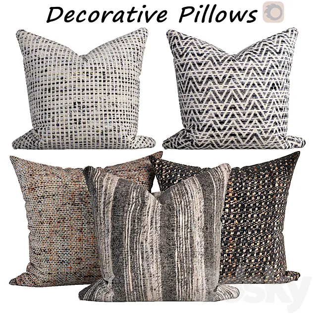 Decorative pillows set 587 3DSMax File