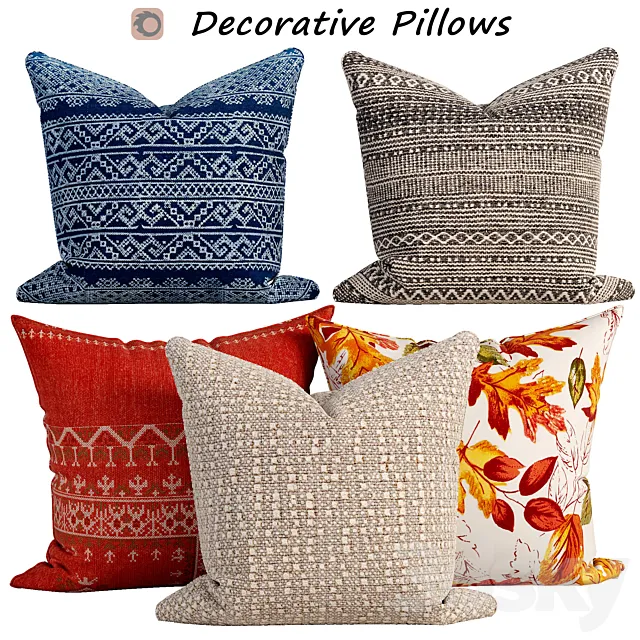 Decorative pillows set 618 3ds Max