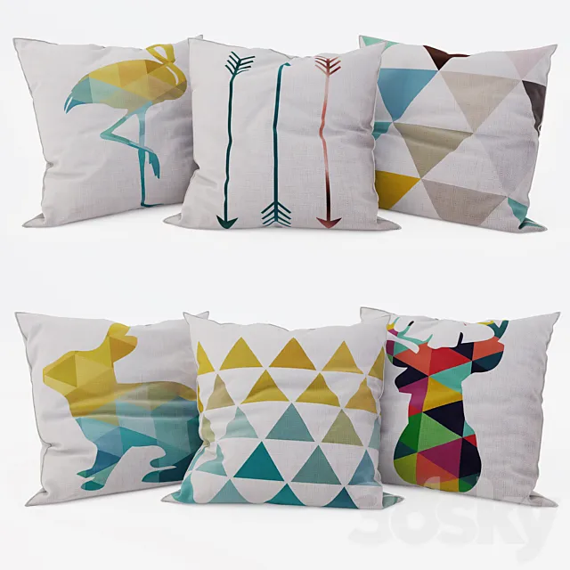 Decorative Pillows set 8 3ds Max