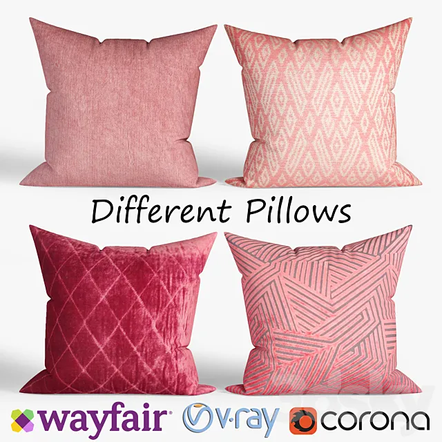 Decorative pillows Wayfair. set 030 3ds Max