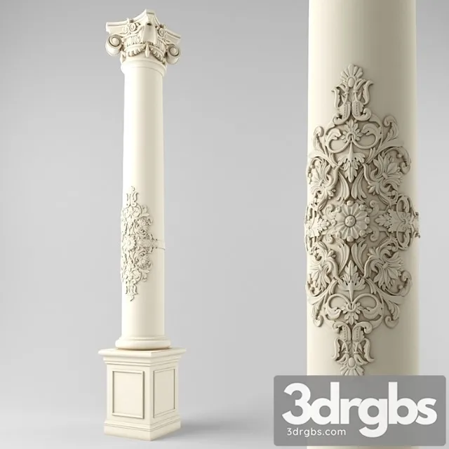 Decorative plaster Classic column 3dsmax Download