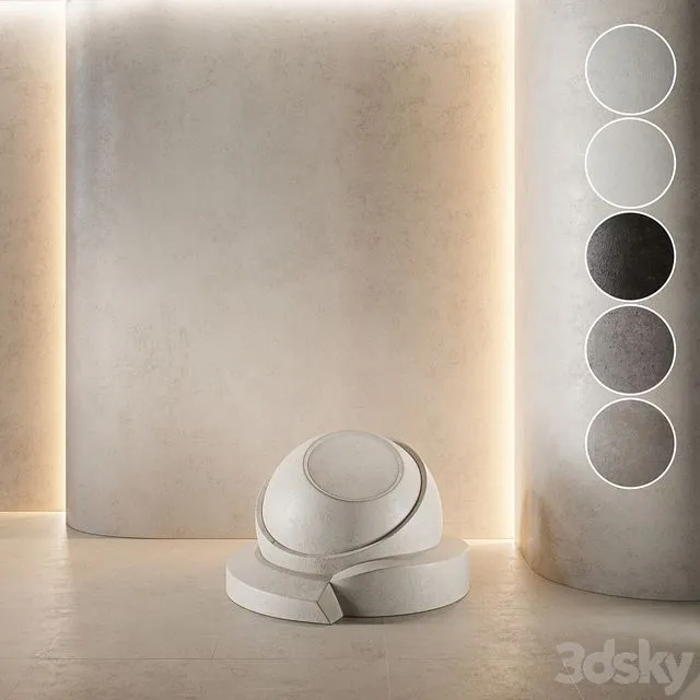 Decorative plaster Concrete set (seamless) 35 3dsMax Model