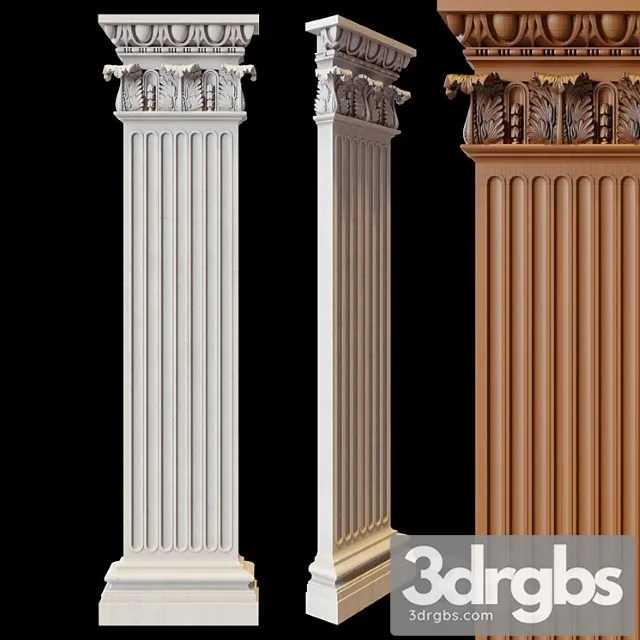 Decorative plaster Half column 3dsmax Download