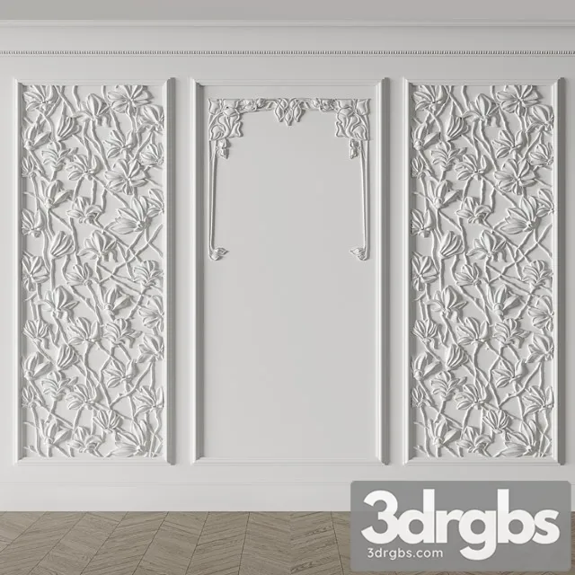 Decorative plaster Modern magnolia panel 3dsmax Download