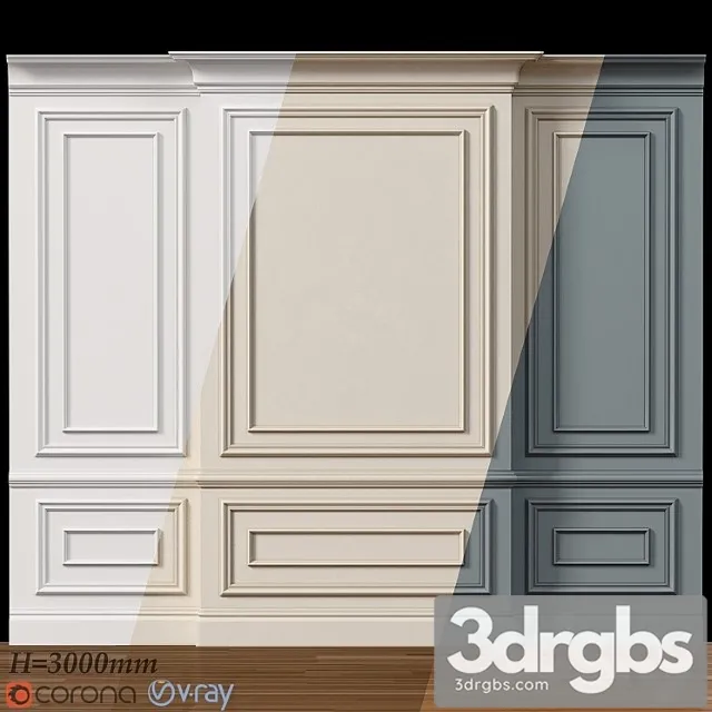Decorative plaster Wall molding 4. boiserie classic panels 3dsmax Download