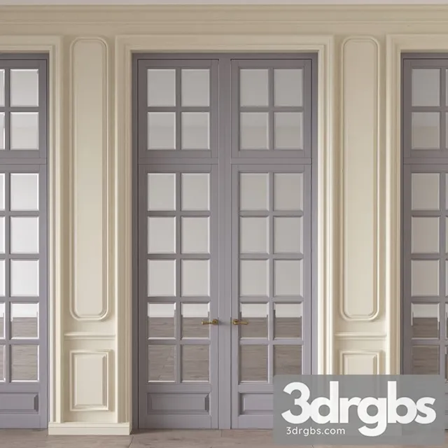 Decorative plaster Wall molding with doors 3dsmax Download