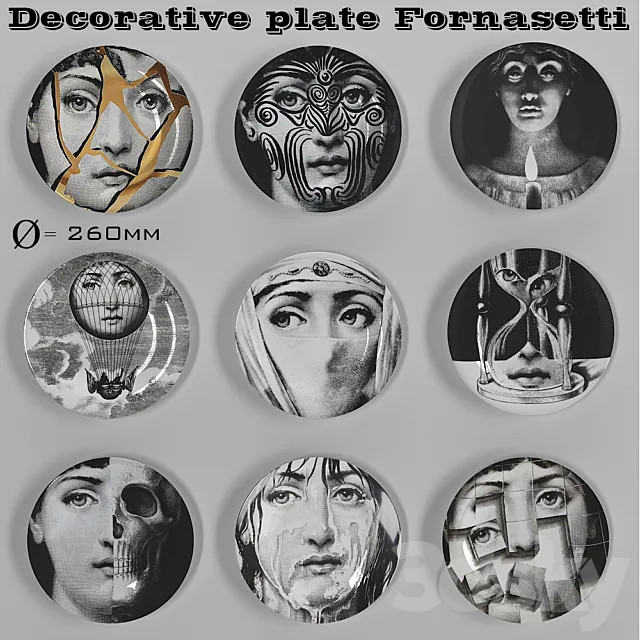 Decorative plate Fornasetti 3DSMax File