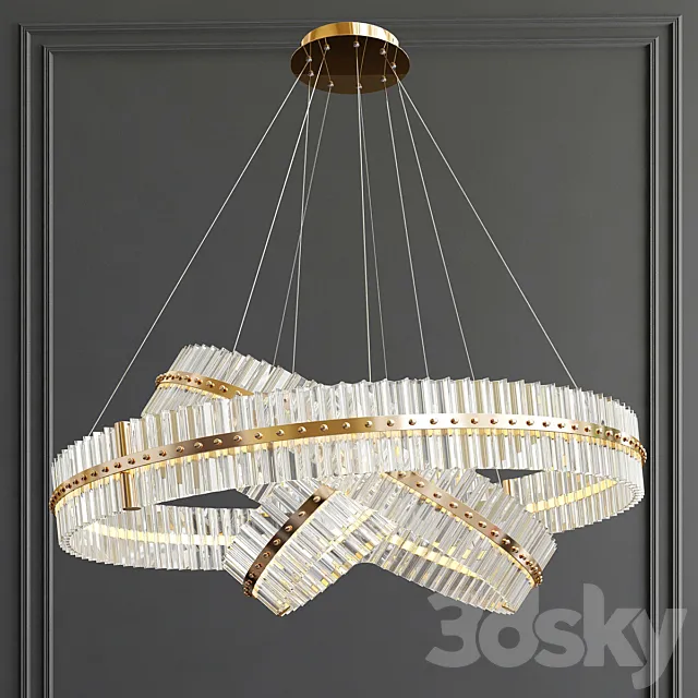 Decorative Ring Glass Chandelier 3DS Max Model