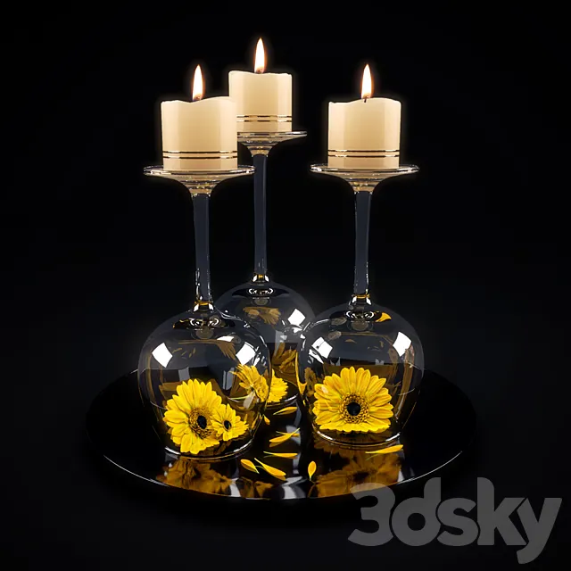 Decorative romantic candle 3DS Max Model