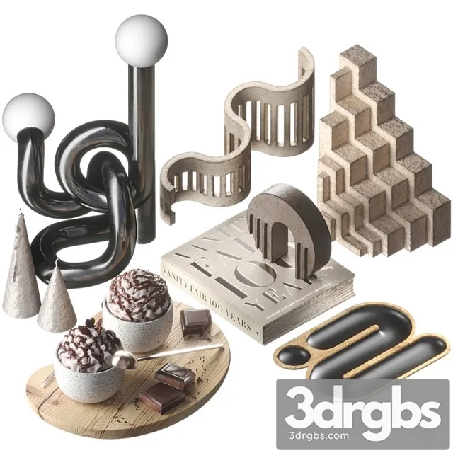 Decorative set 015 geometric shapes with coffee