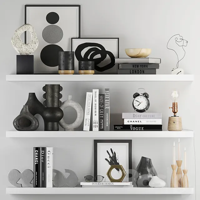 Decorative Set 017 With Classic Alarm Clock And Edison Lamp 3DS Max Model