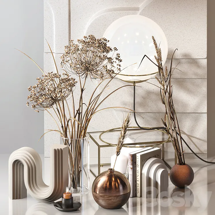 Decorative Set 04 with Carex Riparia and graceful Heracleum 3DS Max