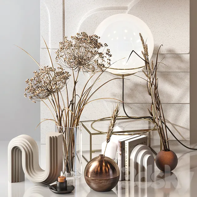 Decorative Set 04 with Carex Riparia and graceful Heracleum 3DSMax File