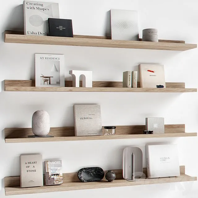 Decorative set 042 bookshelf 3dsMax Model