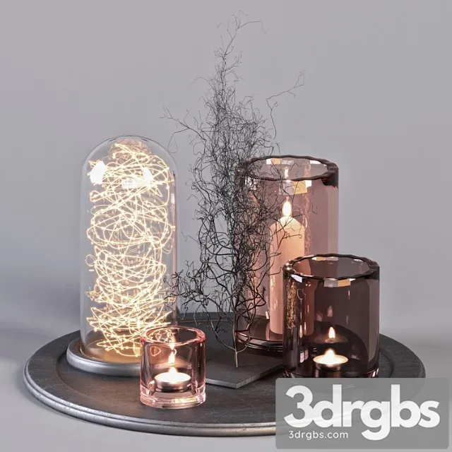 Decorative Set 16 Candles And Metal Branches 3dsmax Download