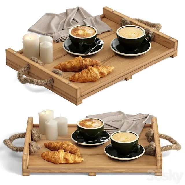Decorative set 31 Coffee and croissants 3dsMax Model