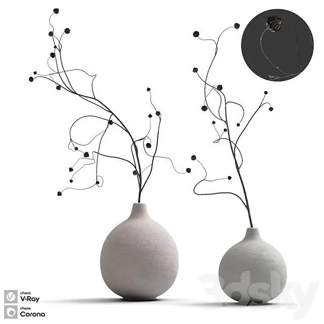 Decorative set 4 Branches 3DS Max Model