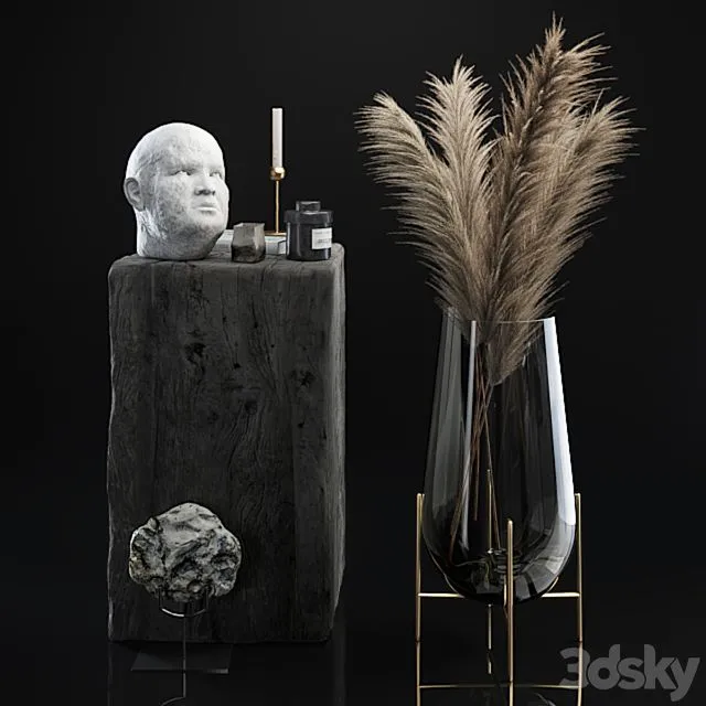 Decorative set 5 with dried plants 3dsMax Model