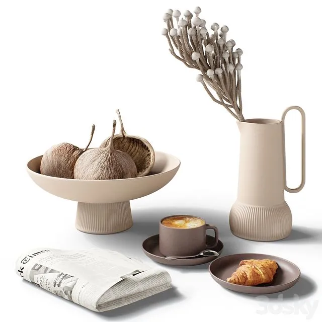 Decorative set 77 Coffee and newspaper 3dsMax Model