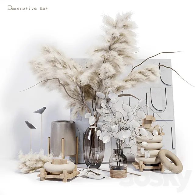 Decorative set _ Beige 3ds Max