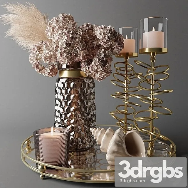 Decorative set Bouquet of dry hydrangea and pampas grass with a sink 3dsmax Download