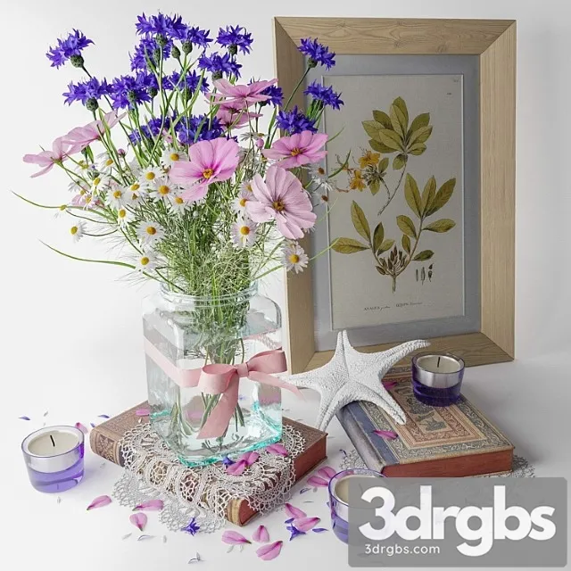 Decorative set Bouquet of wildflowers 3dsmax Download
