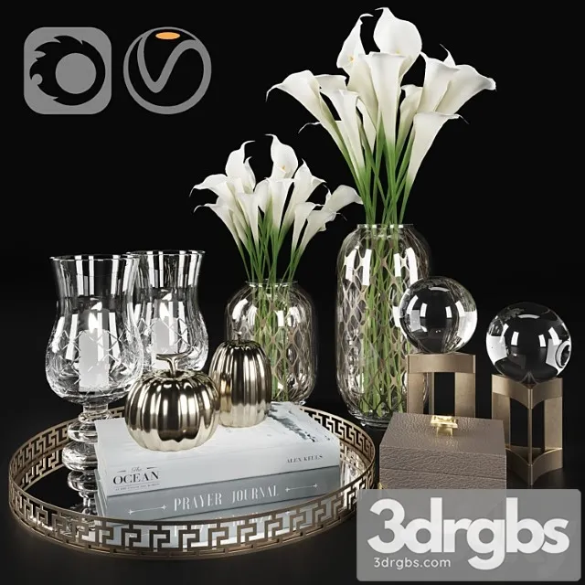Decorative set Calla and candles 3dsmax Download