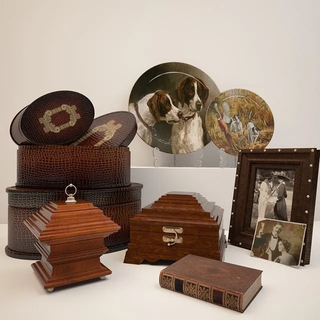Decorative set casket photo retro vintage 3dsMax Model