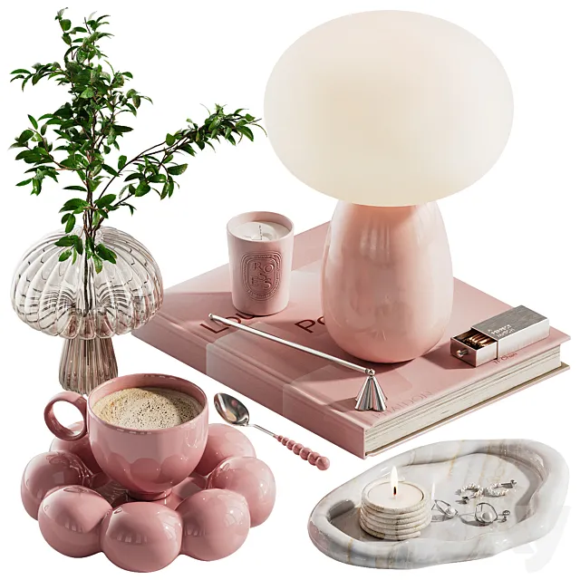 Decorative set ch2 in two colours: Pink\Beige 3ds Max