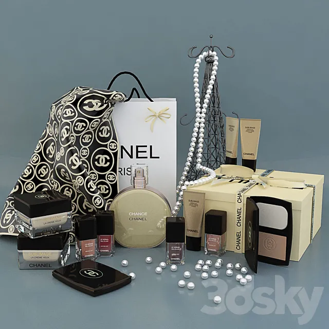 Decorative set CHANEL perfumes cosmetics 3DS Max Model