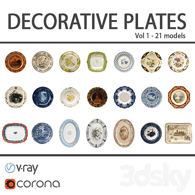 Decorative set – Chinese porcelain 3DSMax File