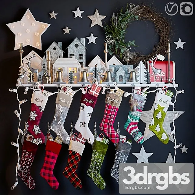 Decorative set Christmas decor 3 3dsmax Download