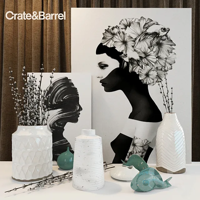 Decorative set Crate and Barrel 3ds Max